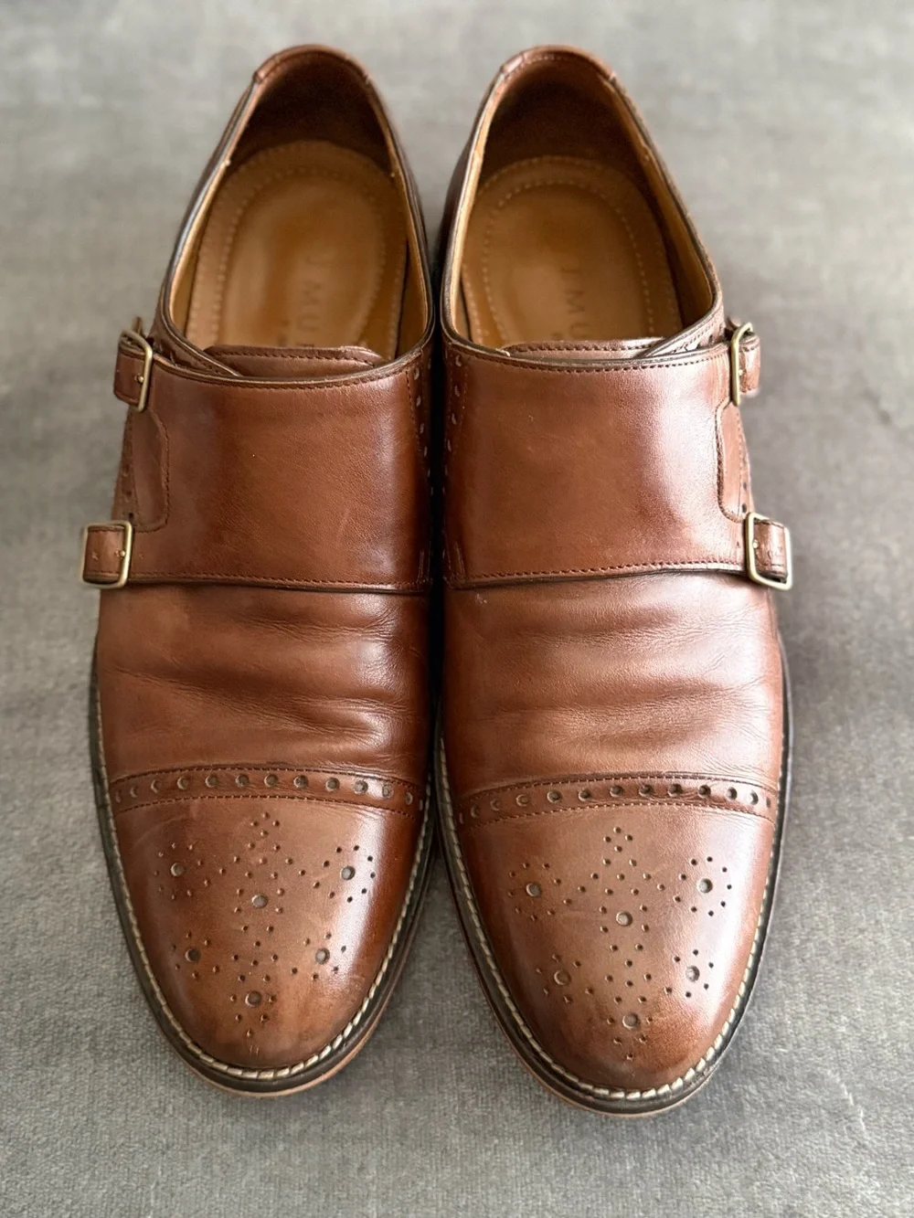 Johnston & Murphy Double Buckle Monk Strap Mens Brown Oxfords Casual Shoes 8.5M